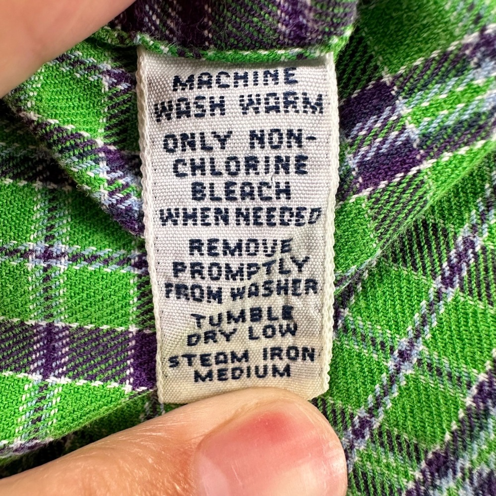 Ralph Lauren Blake Mens Small Green Purple Plaid Cotton Button Down Shirt Preppy - Picture 10 of 10